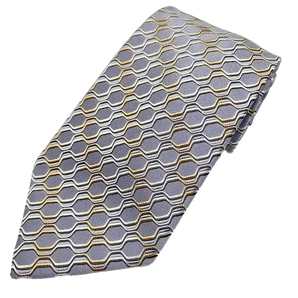 Geoffery Beene Gray Geometric Silk Necktie - Like New - Picture 1 of 4